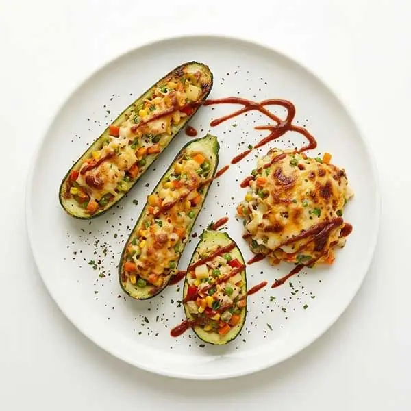 Roasted Zucchini Boats With Vegetable Au Gratin